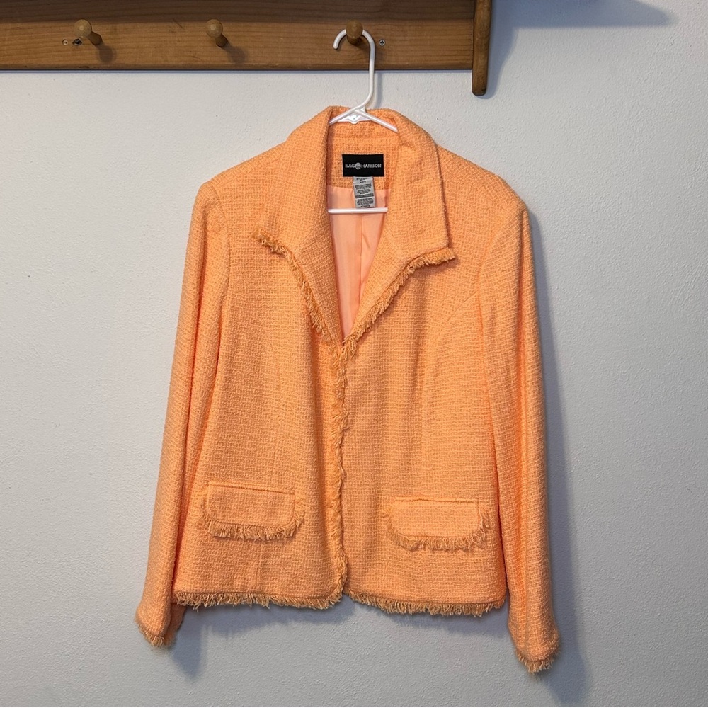 Vintage Sag Harbor Tweed Orange Women's Blazer Size 16